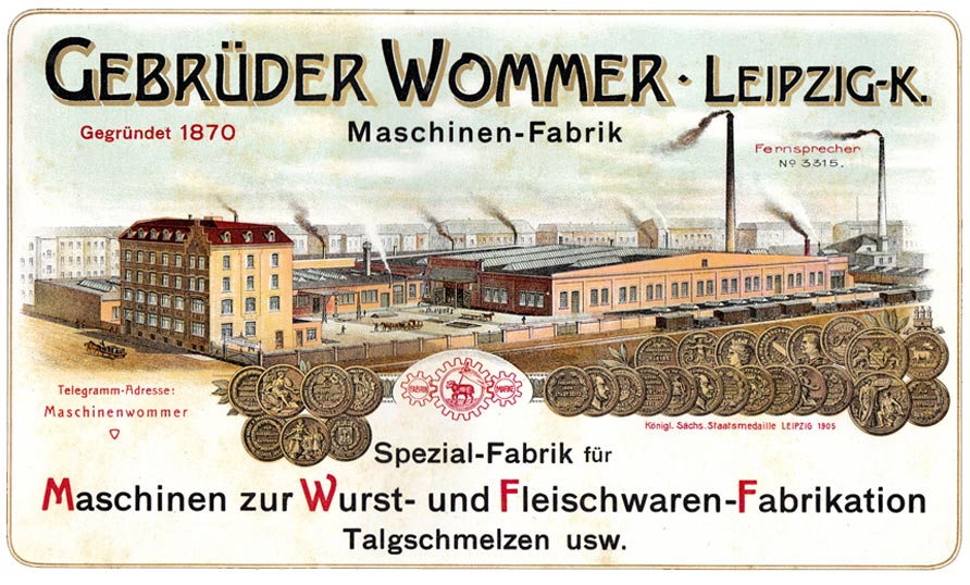 Firmenansicht Gießerstr. 47 mit um 1905 errichteten Profanbau 
