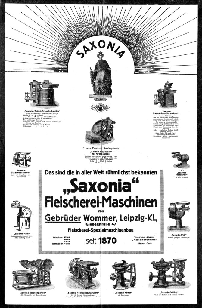 Saxonia - Werbeblatt in der Fleischei-Verbandszeitung-Berlin Nr. 98