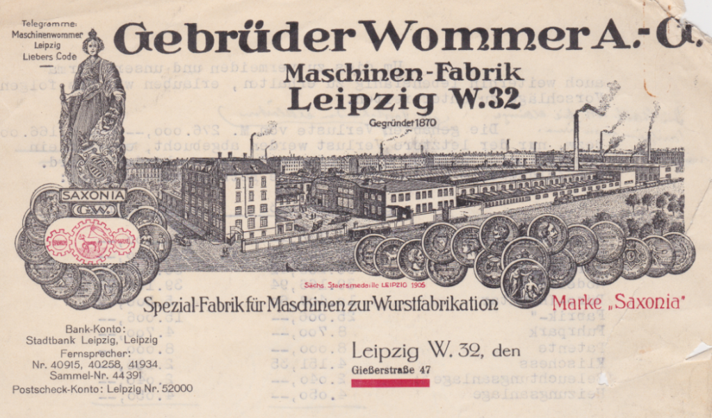 Gebrüder Wommer A.-G. Briefkopf 1931