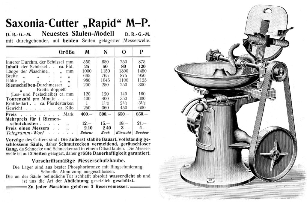 Saxonia-Cutter Rapid - Typen M-P. um ca. 1908
