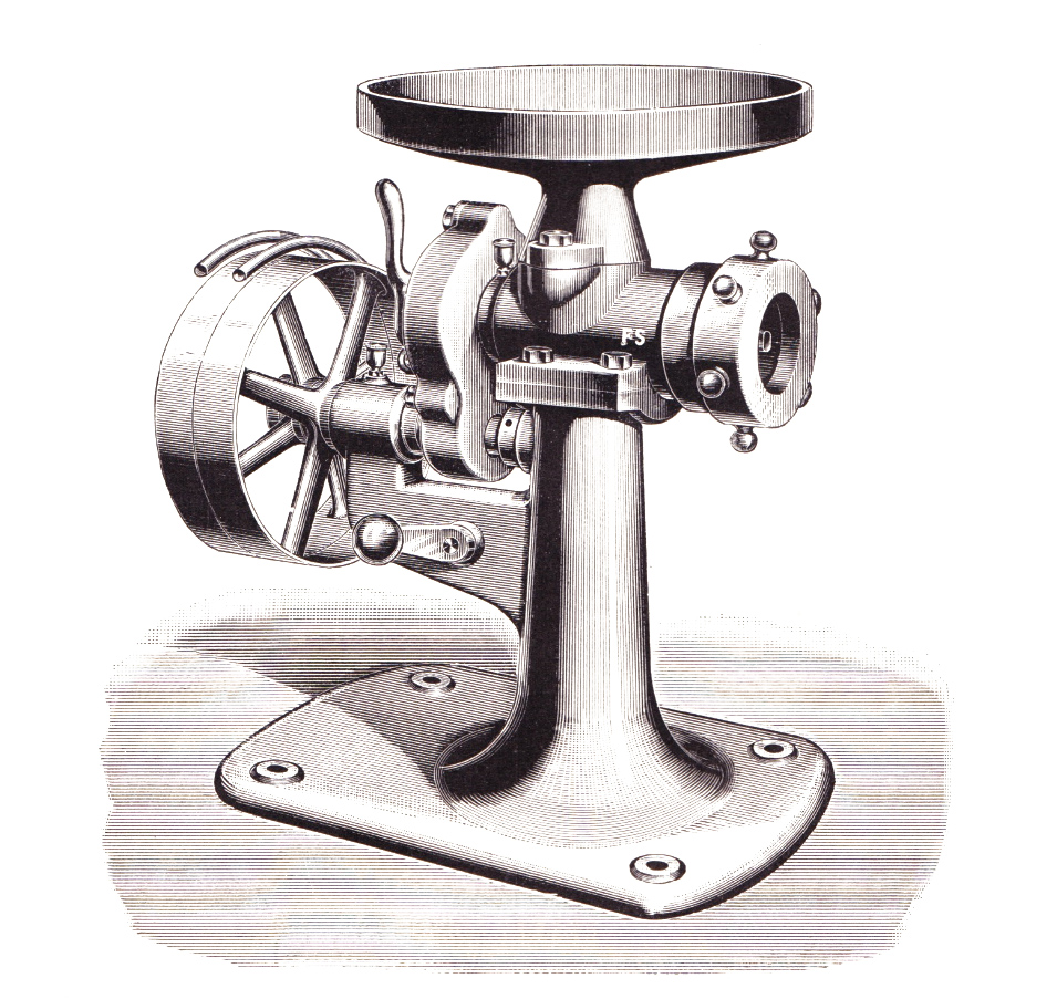 Fleischschneide-Maschine Saxonia - erstes Säulenmodell um 1900
