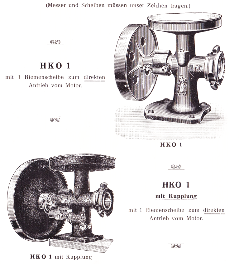 "Saxonia"-Fleischschneide-Maschinen Typen HKO1 um 1924