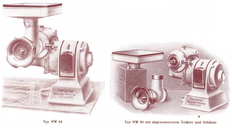 "Saxonia" - Schabefleischwolf MW 93 auf Platte
