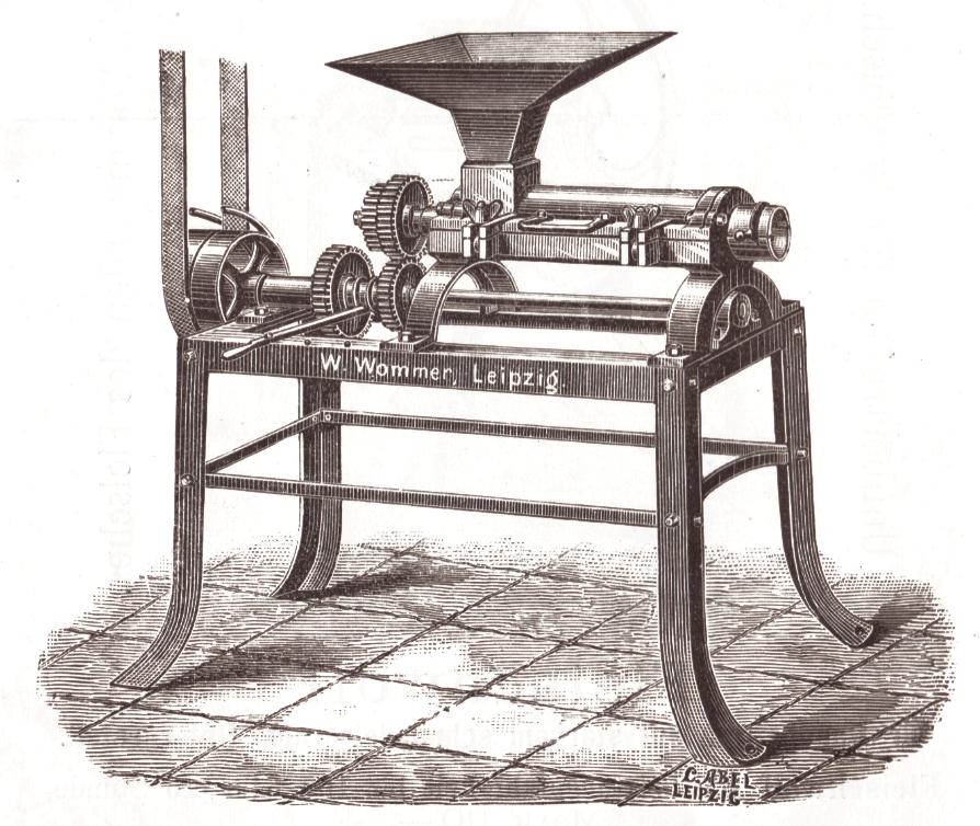 Fleischwolf für Motorenbetrieb in stärkster Bauart, 1888