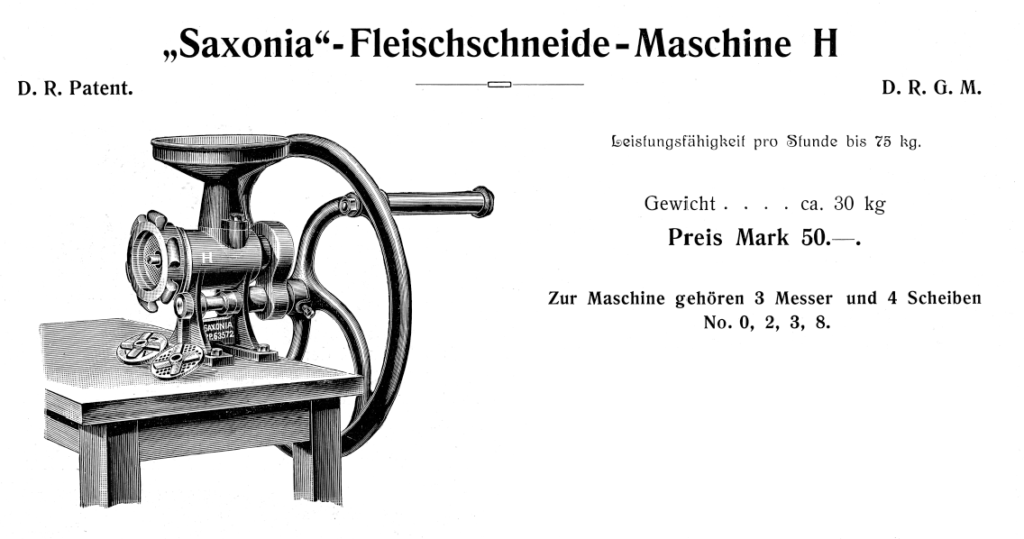 Saxonia Fleischschneide-Maschine H um 1906