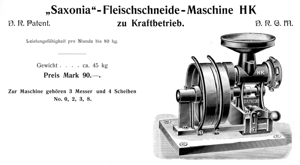 Saxonia Fleischschneide-Maschine HK um 1906
