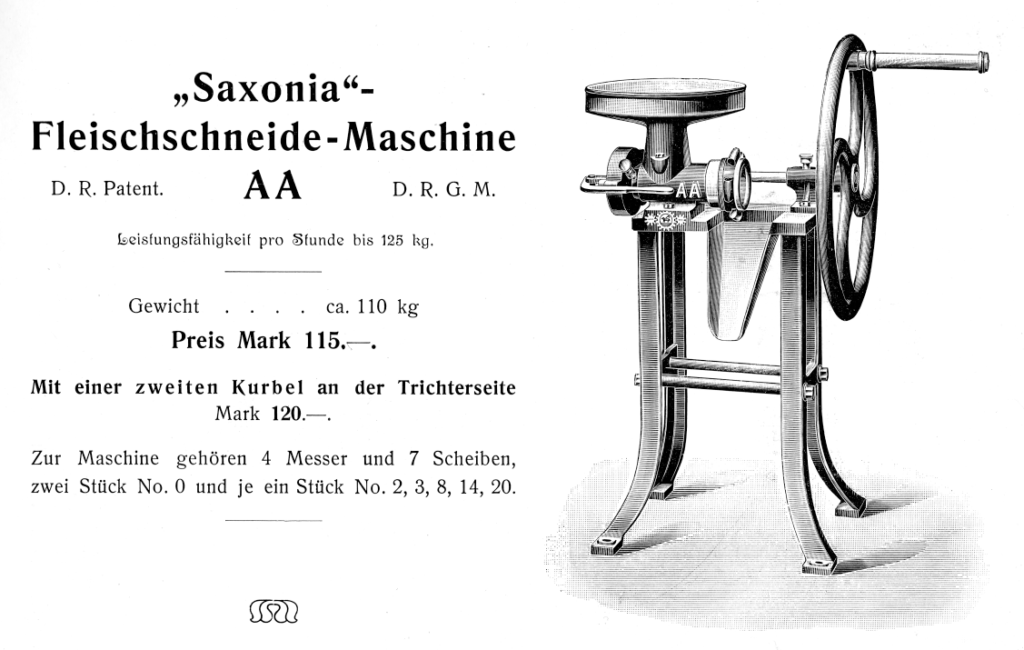 Saxonia Fleischschneide-Maschine AA um 1906
