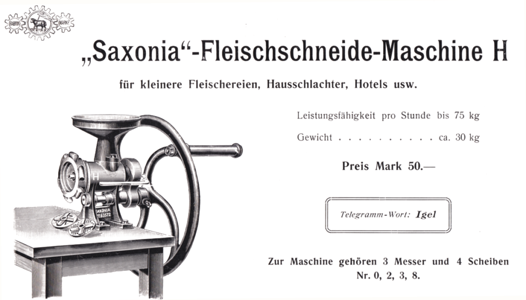 "Saoxonia"-Fleischschneide-Maschine H  um 1908