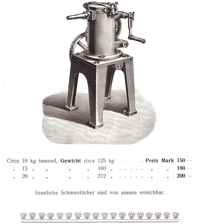 Wurstfüll-Maschine stehender Konstruktion 1900
