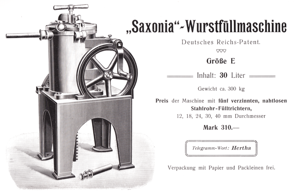 "Saxonia" - Wurstfüllmaschine E - ca. 1908
