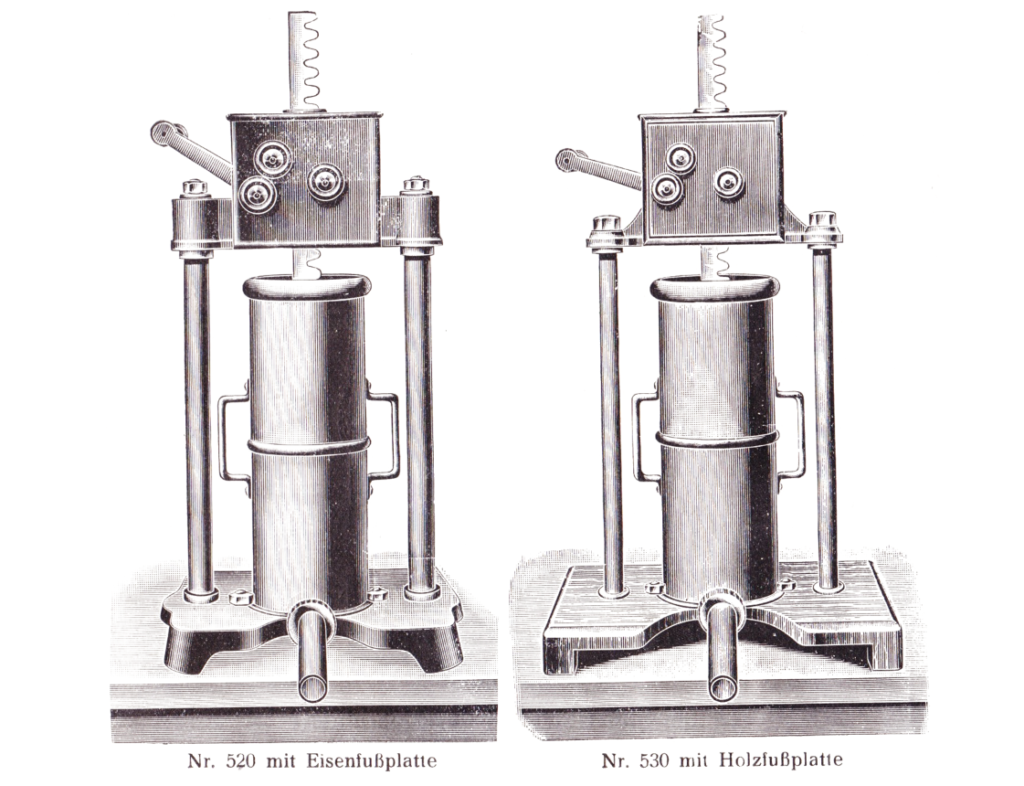 "Saxonia" Wurstfüllmaschine - Nr. 520 und 530 - Kräftige, solide Bauart.