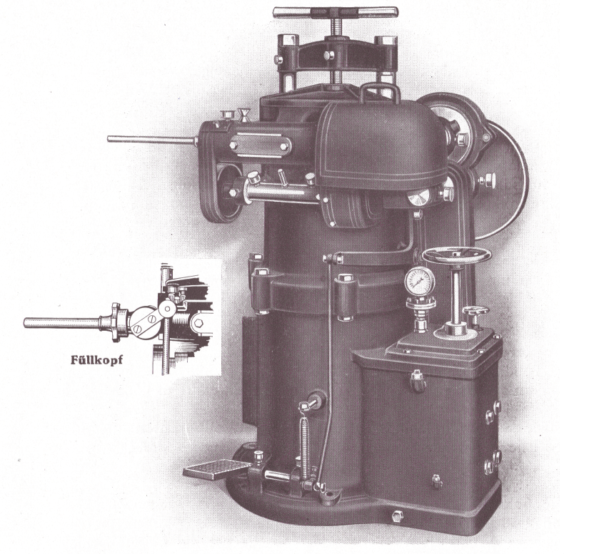 "Saxonia"-Kombinierte Kraftfüll- und Abteilmaschine CAM 50 um 1928