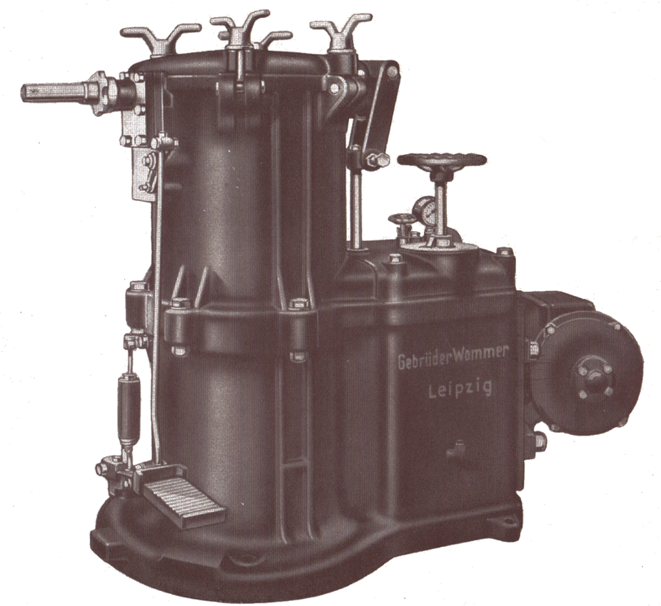 Original Wommer "Saxonia" Elektro-Öldruckfüller GK 70 im Jahr 1936/37 mit im Jahr 1937 höherer Tourenzahl des Motors von 1450 pro min
