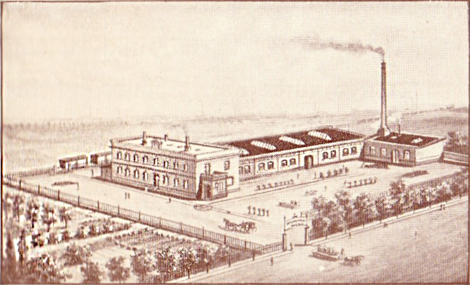 Ansicht der Fabrik Wommer-Werk G.m.b.H. 1915 in Leutzsch - Eisenbahnstr. 7 (heute Franz-Flemming-Str. 7)