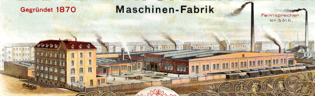 Ansicht der ehemaligen Fertigungshallen 1905