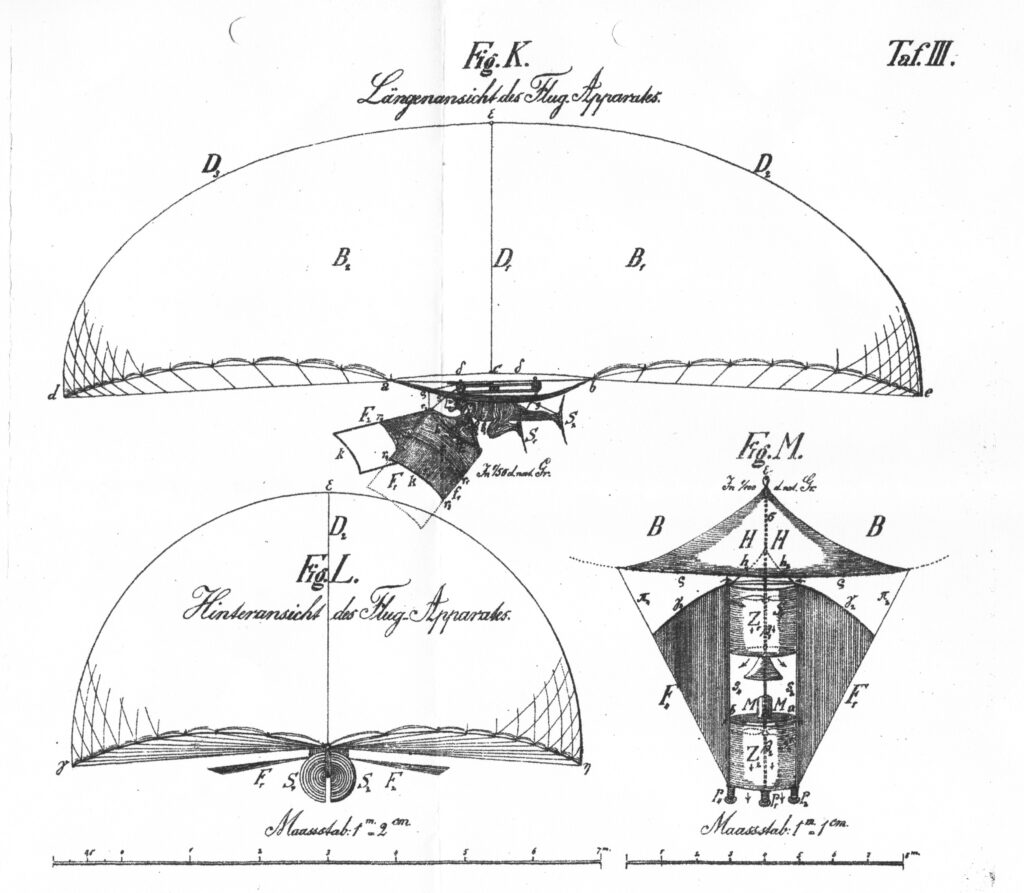 Patent 1886 vom Luftfahrtpionier Hermann Wölfert